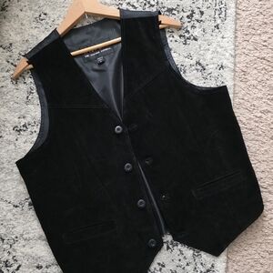 Vintage Wilsons Leather Suede Vest 4 Button Mens M Black Western Biker Rodeo